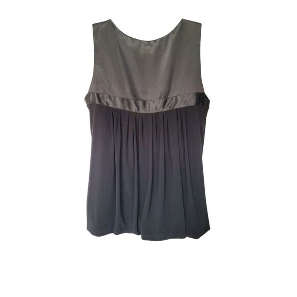 Joseph Ribkoff Black Sleeveless Balloon Hem Top Size 10 Satin Trim Elegant Desig - Picture 2 of 9